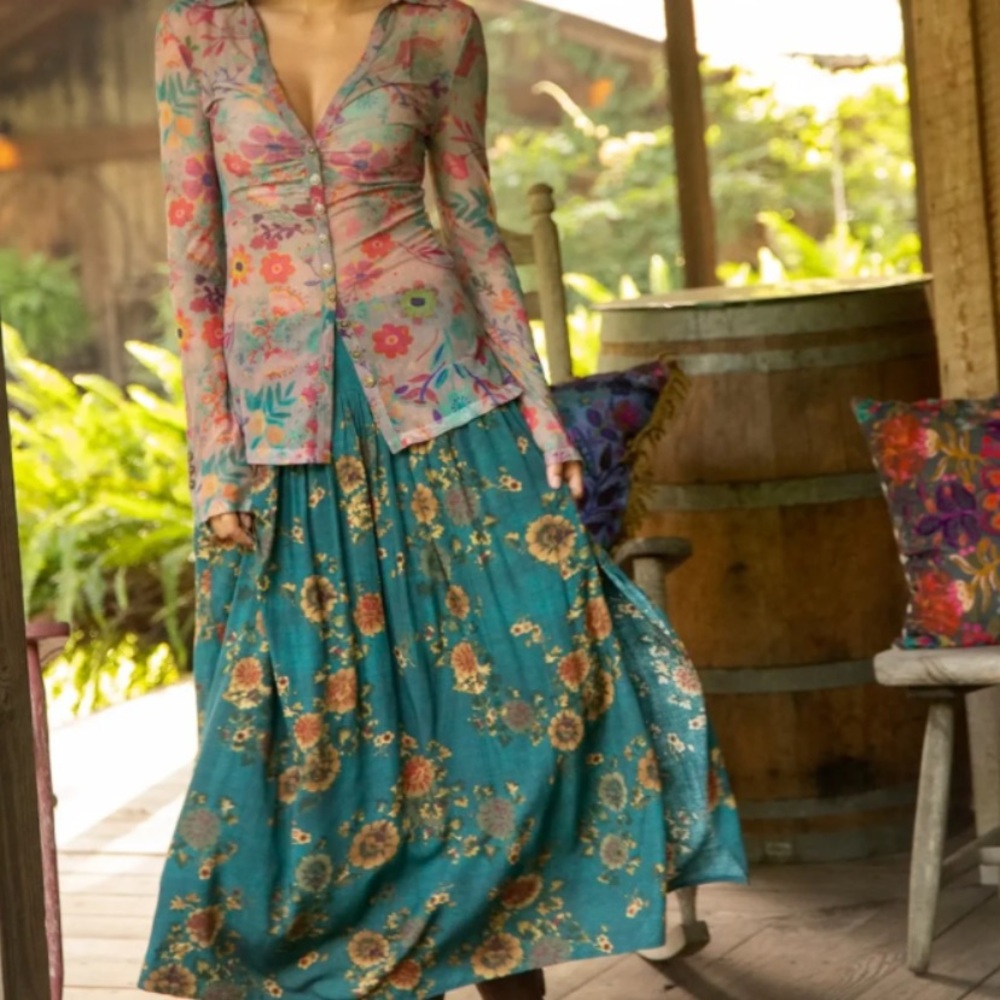 Floral Teal Skirt
